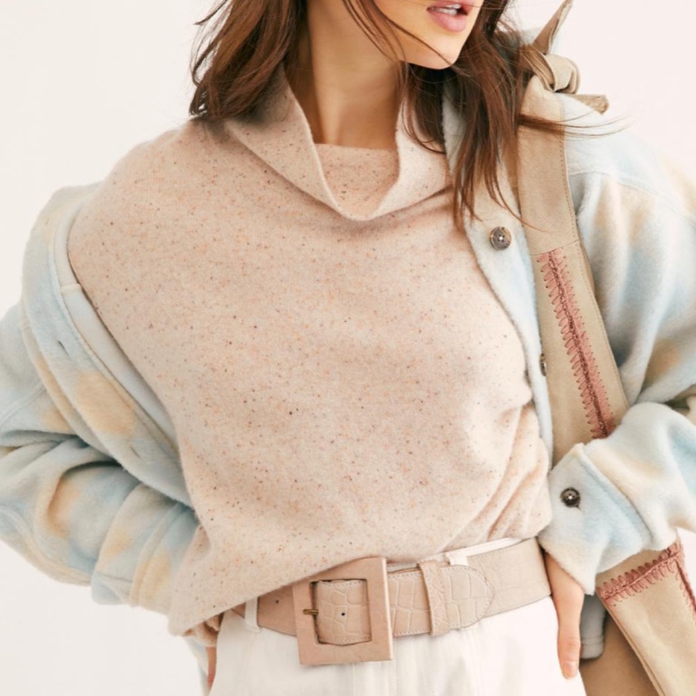 Free People Cozy Cashmere Speckled Nep Turtleneck